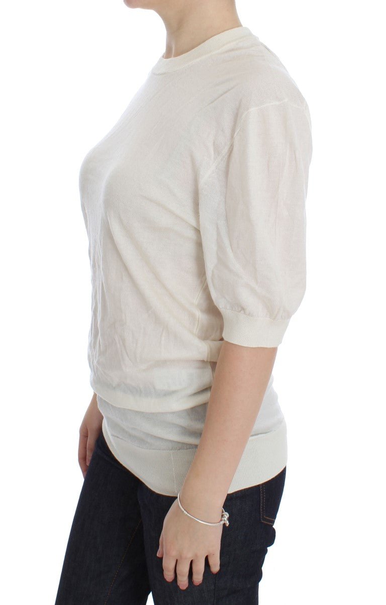 Dolce & Gabbana Elegant White Cashmere Sweater - Sandy Store ByNet
