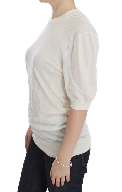 Dolce & Gabbana Elegant White Cashmere Sweater - Sandy Store ByNet