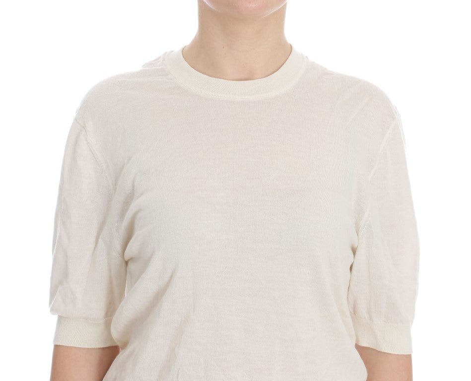 Dolce & Gabbana Elegant White Cashmere Sweater - Sandy Store ByNet