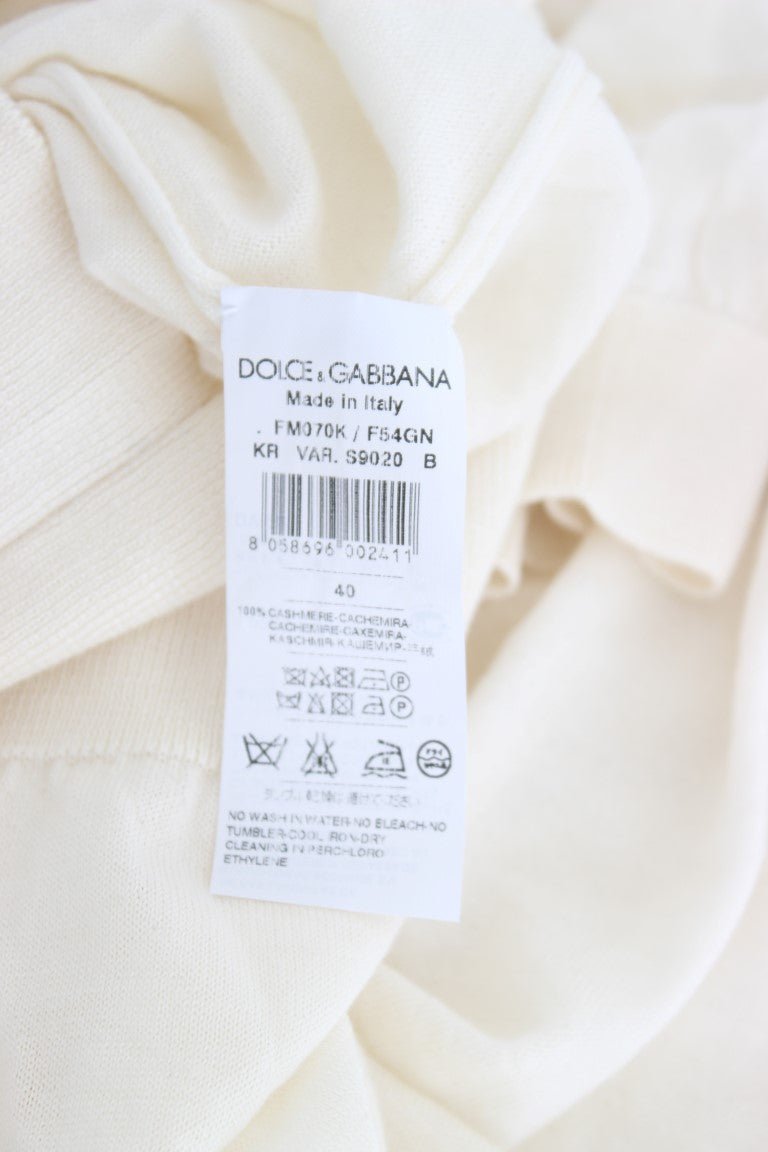 Dolce & Gabbana Elegant White Cashmere Sweater - Sandy Store ByNet