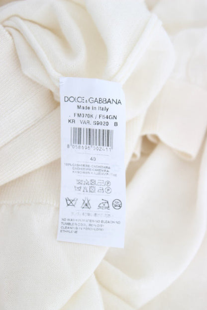 Dolce & Gabbana Elegant White Cashmere Sweater - Sandy Store ByNet
