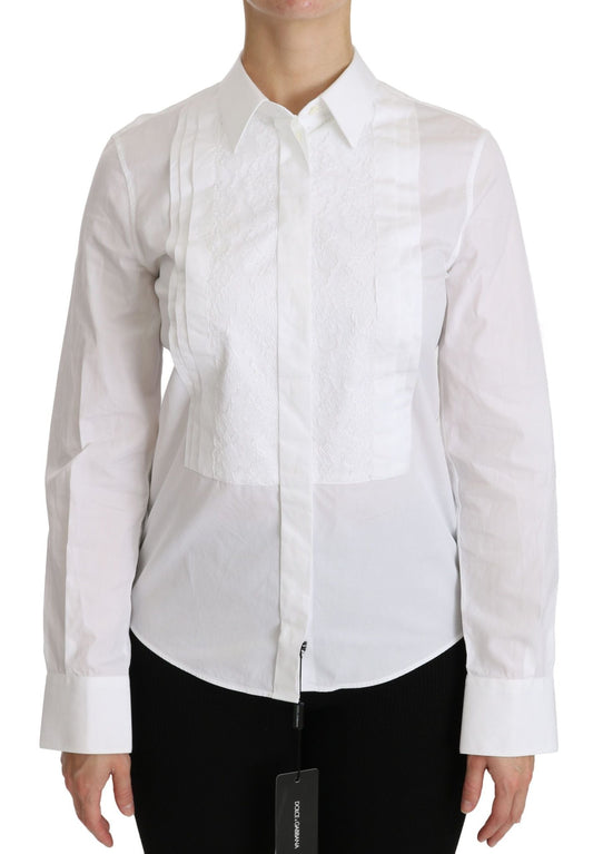 Dolce & Gabbana Elegant White Collared Long Sleeve Polo Top - Sandy Store ByNet