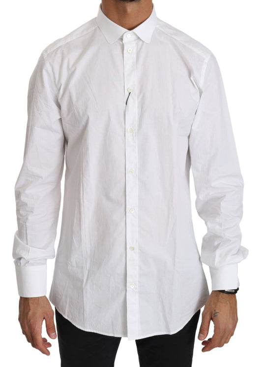 Dolce & Gabbana Elegant White Cotton Gold Fit Shirt - Sandy Store ByNet