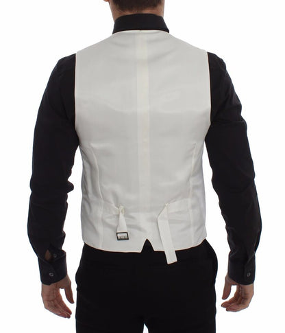 Dolce & Gabbana Elegant White Cotton Silk Dress Vest - Sandy Store ByNet
