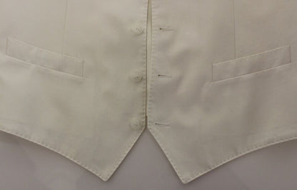 Dolce & Gabbana Elegant White Cotton Silk Dress Vest - Sandy Store ByNet