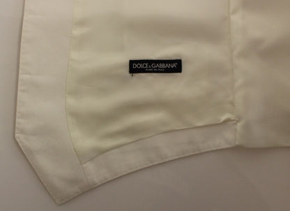 Dolce & Gabbana Elegant White Cotton Silk Dress Vest - Sandy Store ByNet