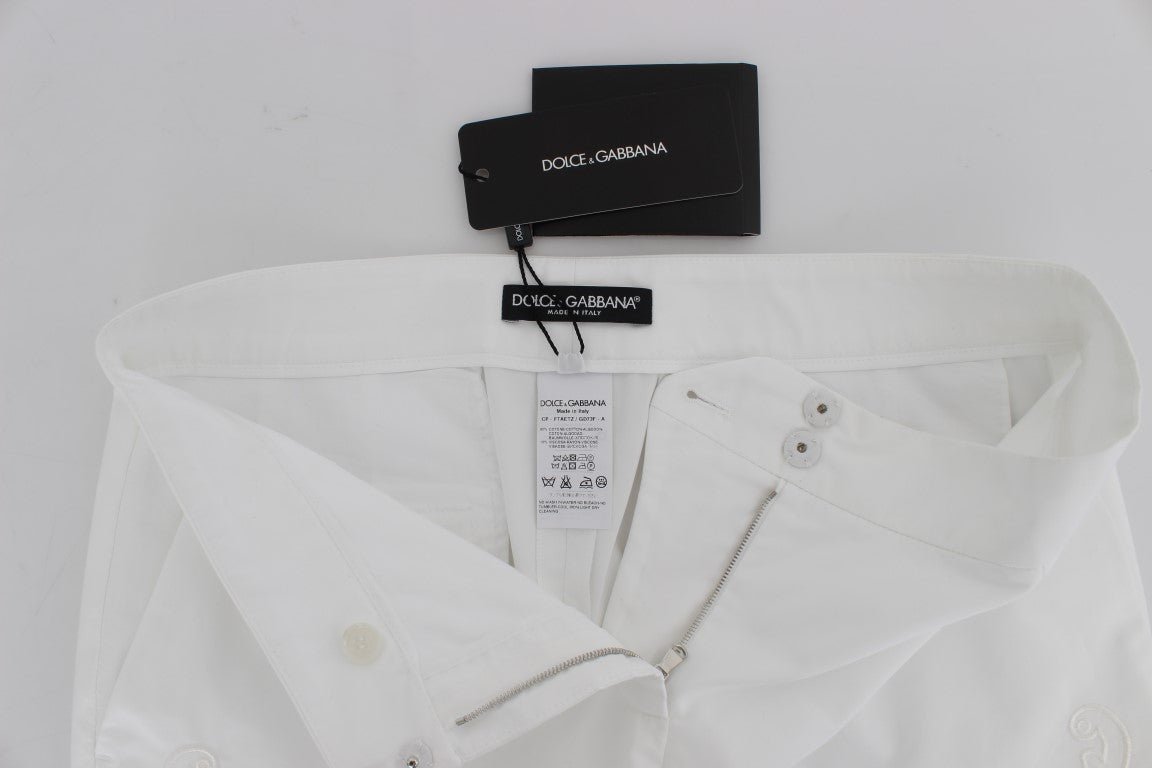 Dolce & Gabbana Elegant White Floral Cutout Dress Pants - Sandy Store ByNet