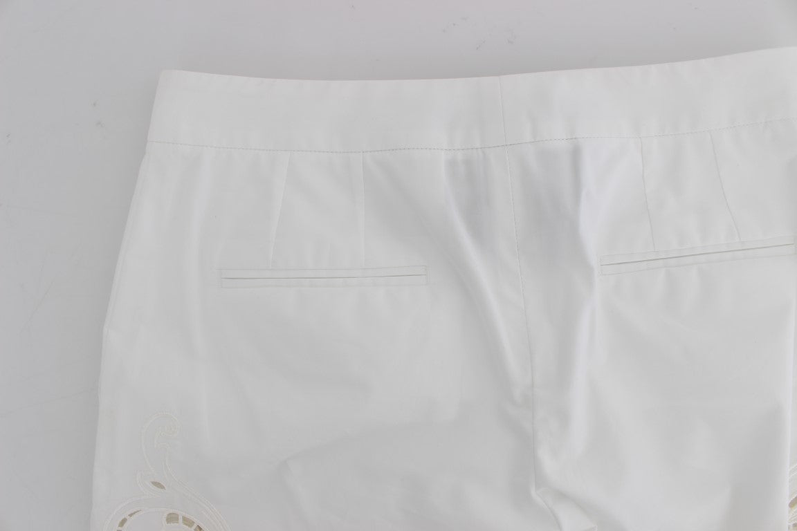 Dolce & Gabbana Elegant White Floral Cutout Dress Pants - Sandy Store ByNet
