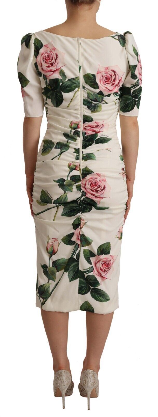 Dolce & Gabbana Elegant White Floral Sheath Dress - Sandy Store ByNet