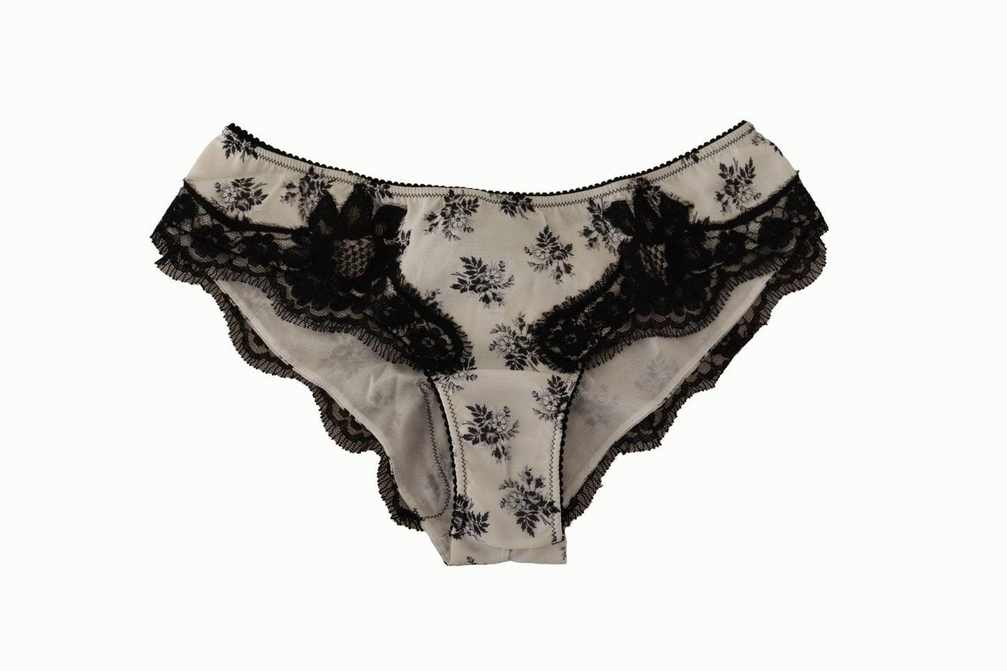 Dolce & Gabbana Elegant White Lace Silk Briefs - Sandy Store ByNet