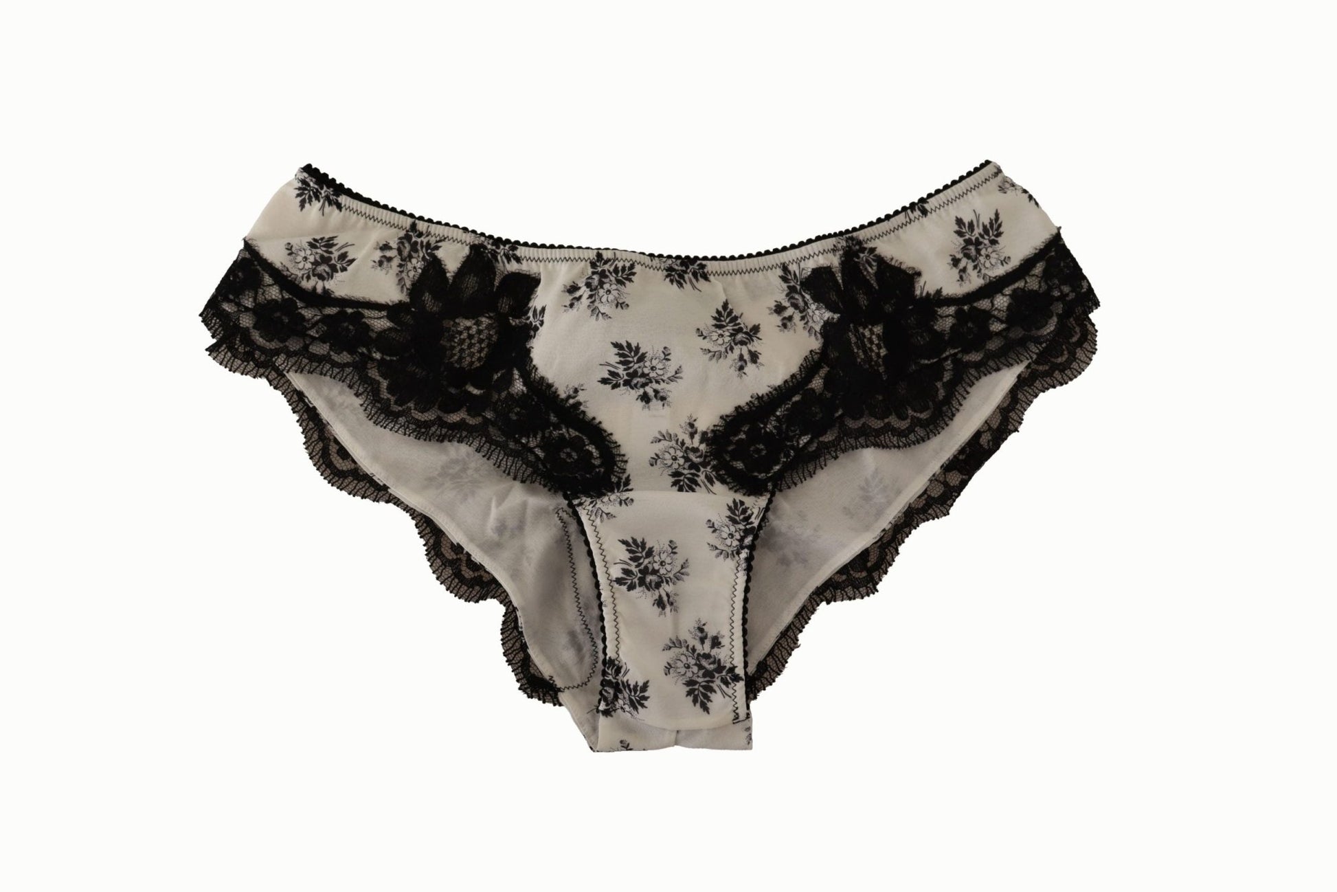 Dolce & Gabbana Elegant White Lace Silk Briefs - Sandy Store ByNet