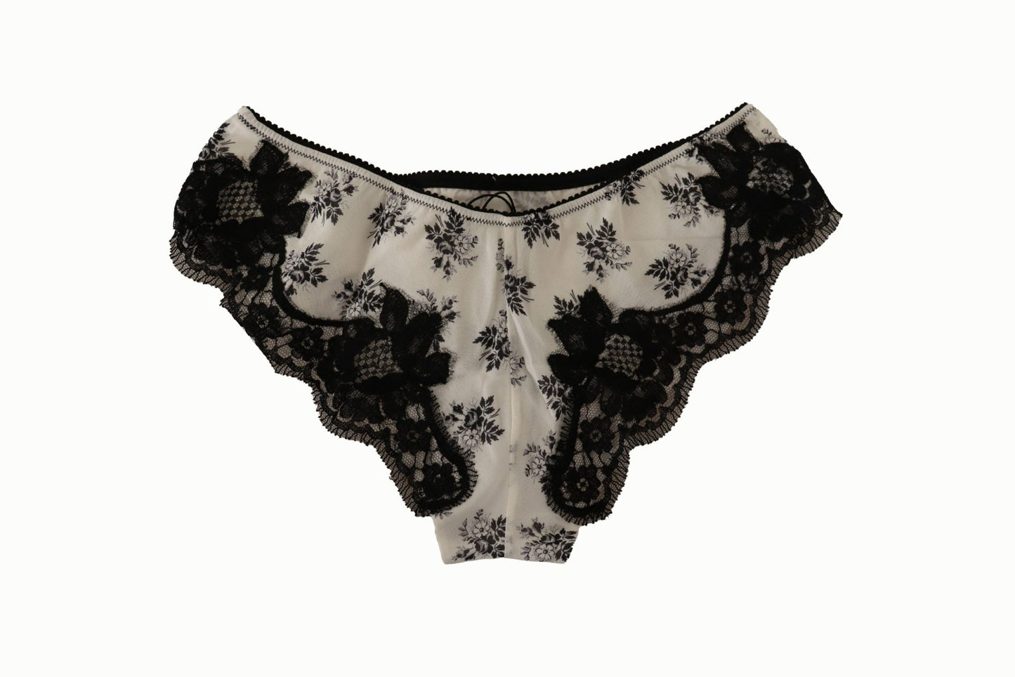 Dolce & Gabbana Elegant White Lace Silk Briefs - Sandy Store ByNet