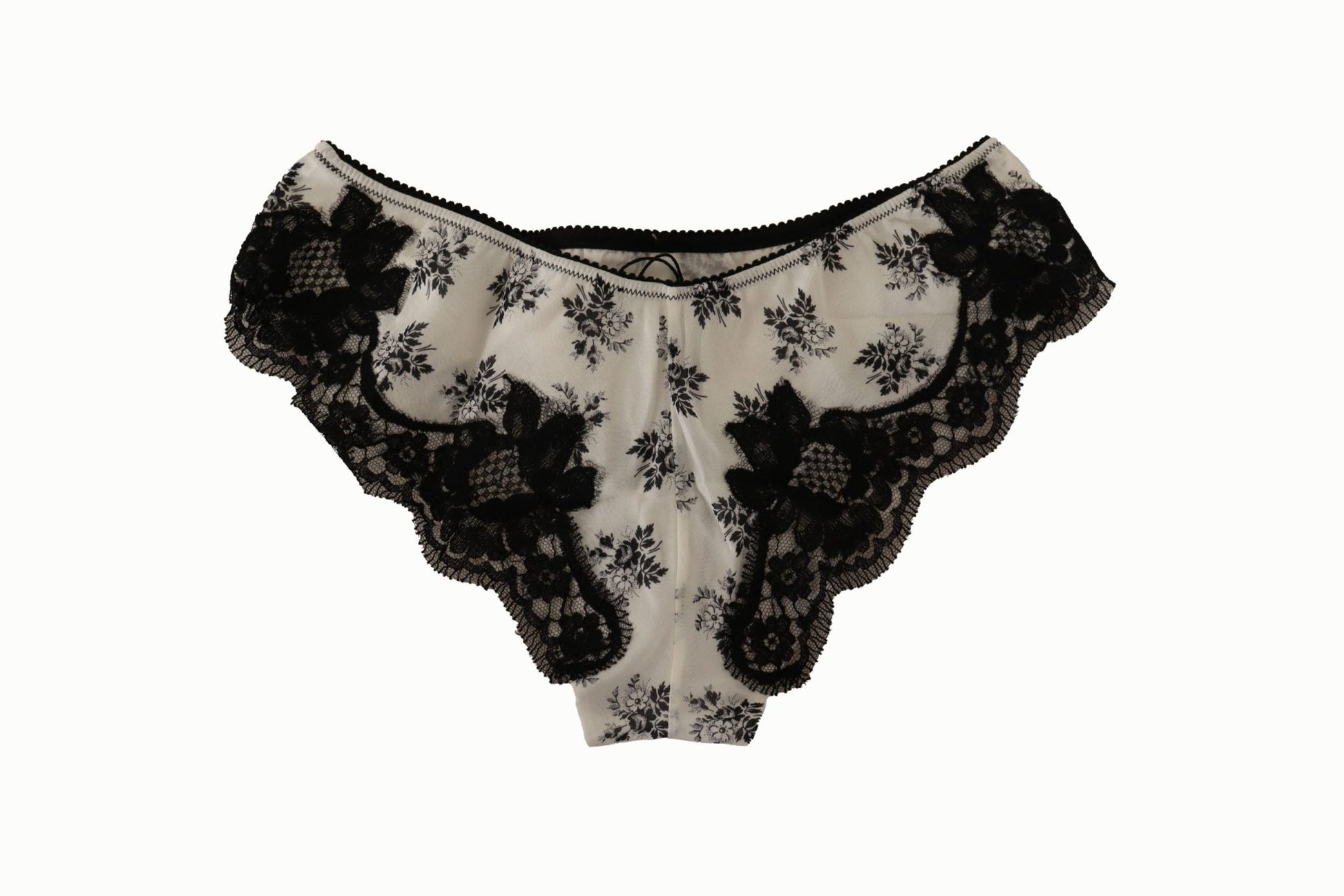 Dolce & Gabbana Elegant White Lace Silk Briefs - Sandy Store ByNet