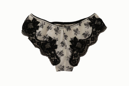 Dolce & Gabbana Elegant White Lace Silk Briefs - Sandy Store ByNet
