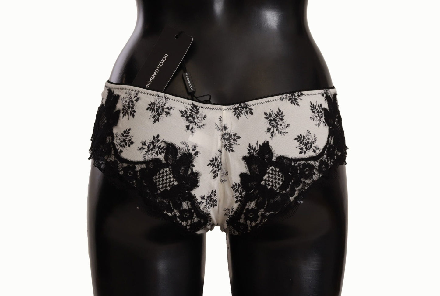 Dolce & Gabbana Elegant White Lace Silk Briefs - Sandy Store ByNet