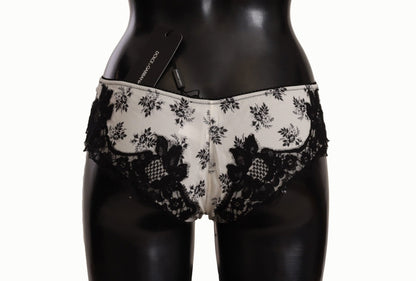 Dolce & Gabbana Elegant White Lace Silk Briefs - Sandy Store ByNet