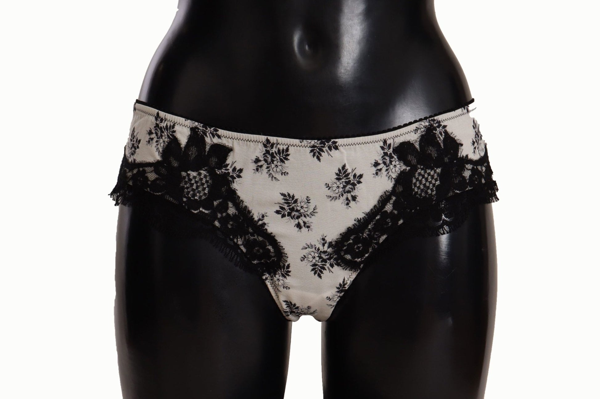 Dolce & Gabbana Elegant White Lace Silk Briefs - Sandy Store ByNet