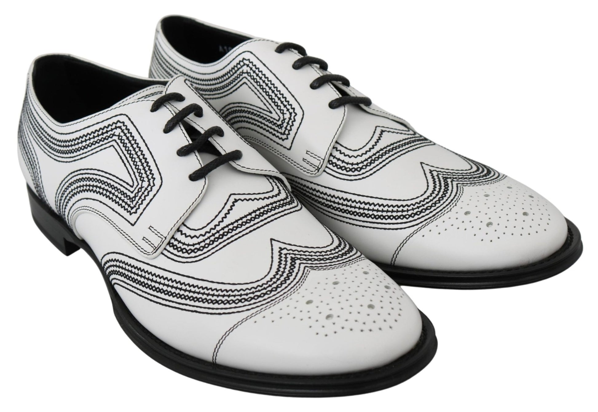 Dolce & Gabbana Elegant White Leather Derby Shoes - Sandy Store ByNet