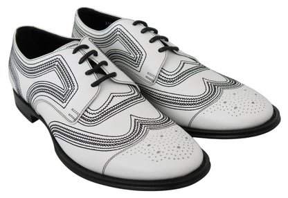 Dolce & Gabbana Elegant White Leather Derby Shoes - Sandy Store ByNet