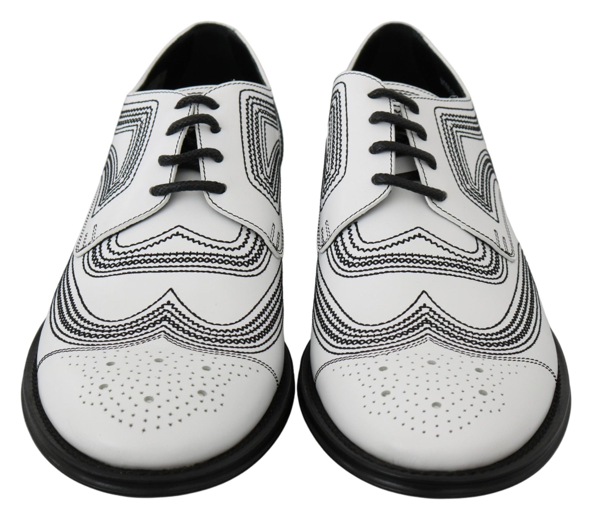 Dolce & Gabbana Elegant White Leather Derby Shoes - Sandy Store ByNet
