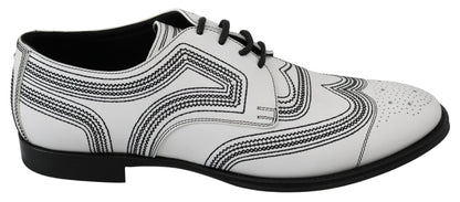 Dolce & Gabbana Elegant White Leather Derby Shoes - Sandy Store ByNet