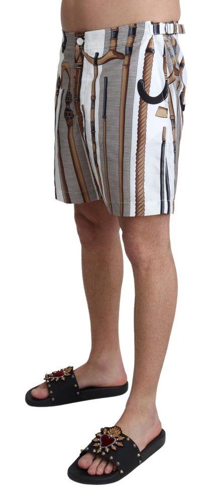 Dolce & Gabbana Elegant White Multicolor Swim Shorts - Sandy Store ByNet