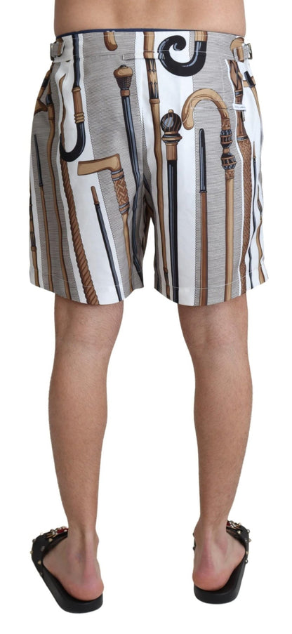 Dolce & Gabbana Elegant White Multicolor Swim Shorts - Sandy Store ByNet