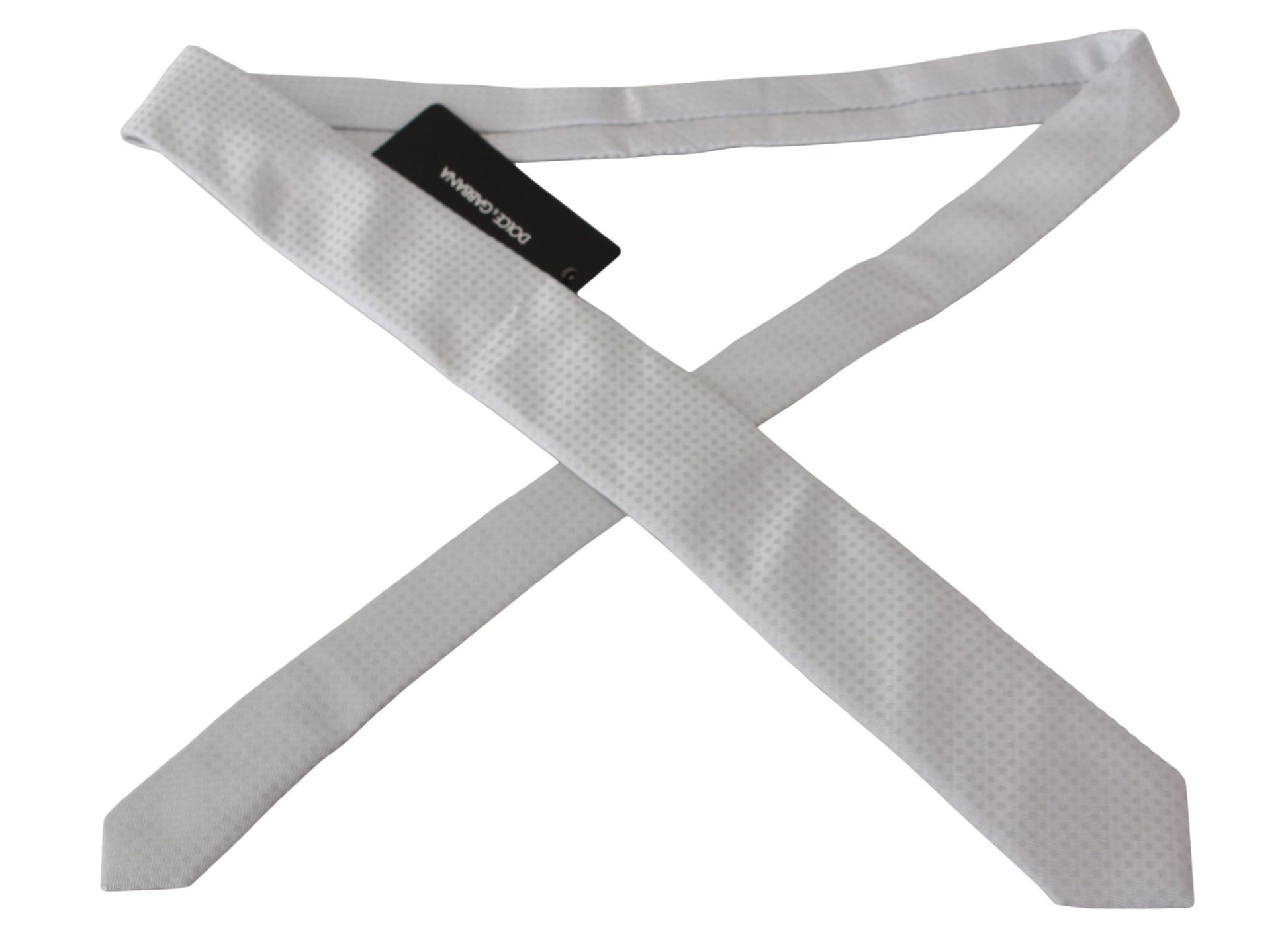 Dolce & Gabbana Elegant White Patterned Silk Blend Neck Tie - Sandy Store ByNet