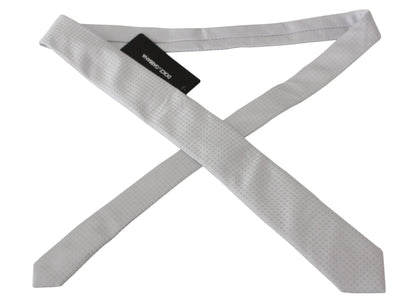 Dolce & Gabbana Elegant White Patterned Silk Blend Neck Tie - Sandy Store ByNet