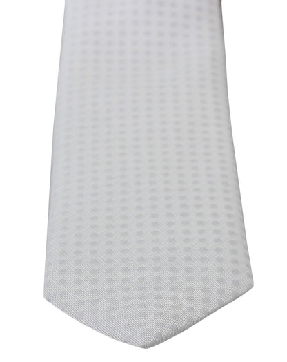Dolce & Gabbana Elegant White Patterned Silk Blend Neck Tie - Sandy Store ByNet