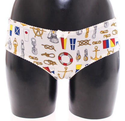 Dolce & Gabbana Elegant White Sailor Print Lingerie Set - Sandy Store ByNet