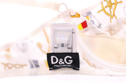 Dolce & Gabbana Elegant White Sailor Print Lingerie Set - Sandy Store ByNet