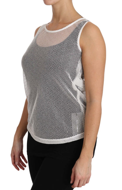 Dolce & Gabbana Elegant White Sheer Sleeveless Top - Sandy Store ByNet