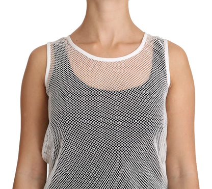 Dolce & Gabbana Elegant White Sheer Sleeveless Top - Sandy Store ByNet