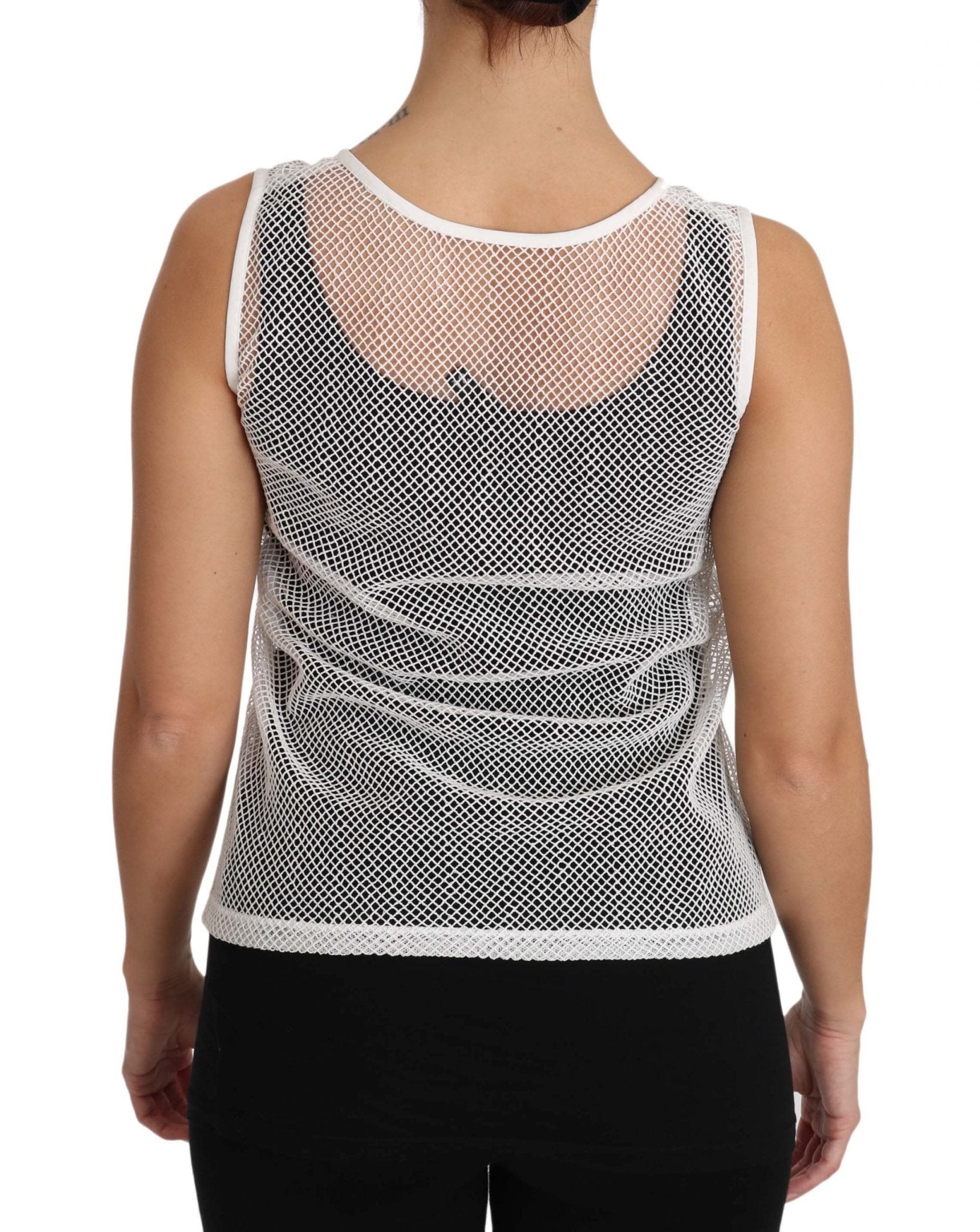 Dolce & Gabbana Elegant White Sheer Sleeveless Top - Sandy Store ByNet