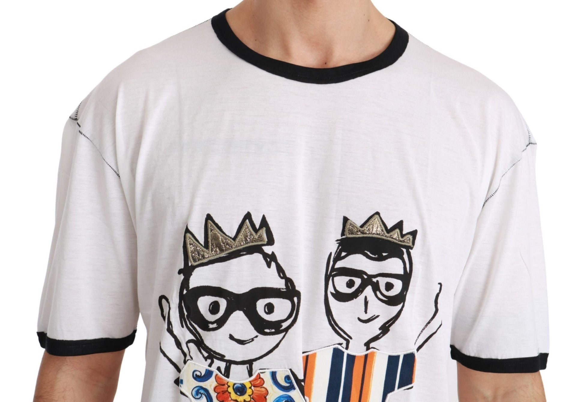 Dolce & Gabbana Elegant White Silk - Blend Men's T-Shirt - Sandy Store ByNet