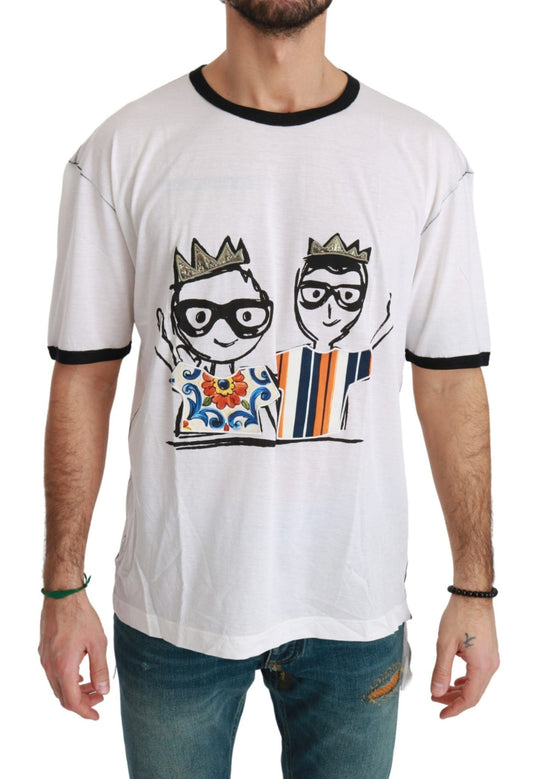 Dolce & Gabbana Elegant White Silk - Blend Men's T-Shirt - Sandy Store ByNet
