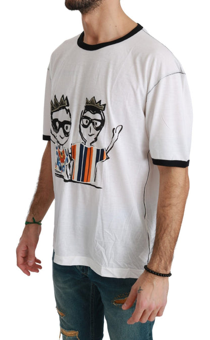 Dolce & Gabbana Elegant White Silk - Blend Men's T-Shirt - Sandy Store ByNet