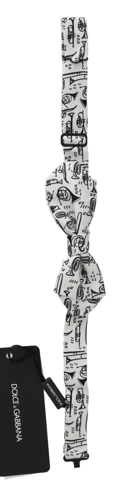 Dolce & Gabbana Elegant White Silk Bow Tie for Sophisticated Evenings - Sandy Store ByNet