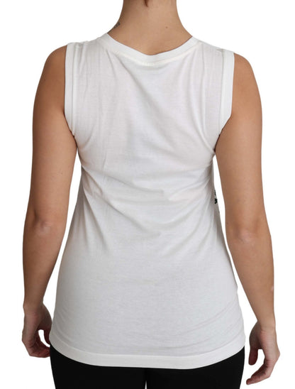 Dolce & Gabbana Elegant White Sleeveless Cotton Silk Shirt - Sandy Store ByNet