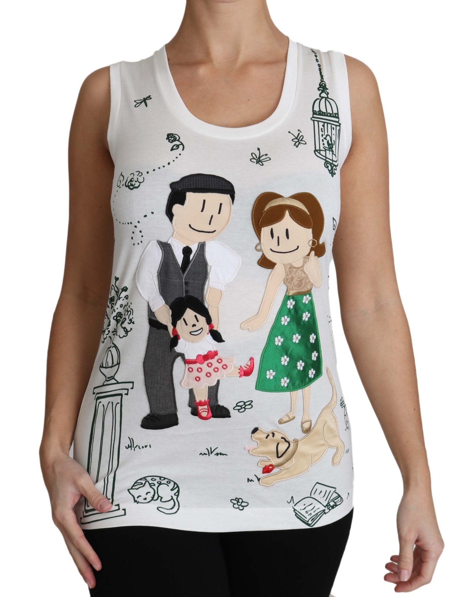Dolce & Gabbana Elegant White Sleeveless Cotton Silk Shirt - Sandy Store ByNet