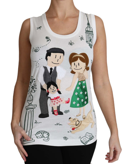 Dolce & Gabbana Elegant White Sleeveless Cotton Silk Shirt - Sandy Store ByNet
