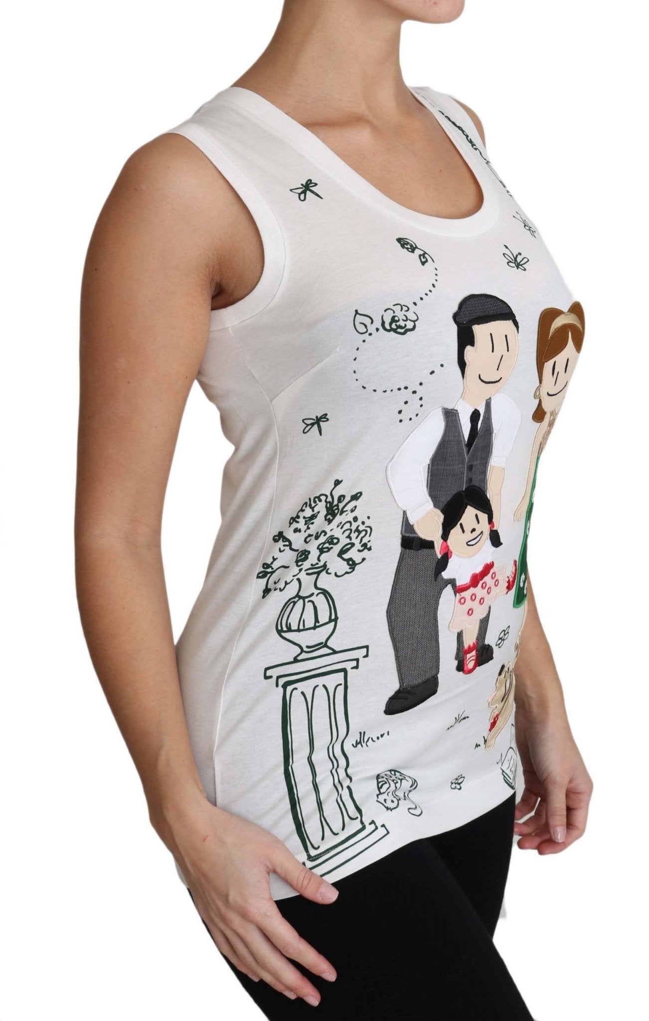 Dolce & Gabbana Elegant White Sleeveless Cotton Silk Shirt - Sandy Store ByNet