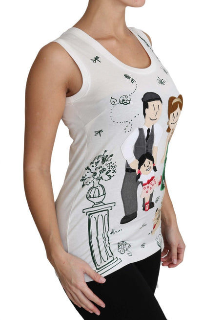 Dolce & Gabbana Elegant White Sleeveless Cotton Silk Shirt - Sandy Store ByNet