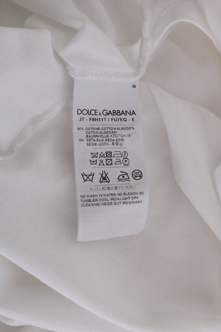 Dolce & Gabbana Elegant White Wrap Blouse with Crystal Accents - Sandy Store ByNet