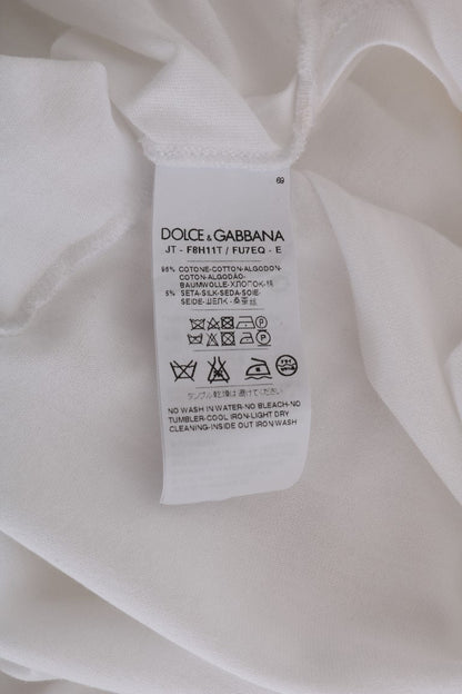 Dolce & Gabbana Elegant White Wrap Blouse with Crystal Accents - Sandy Store ByNet