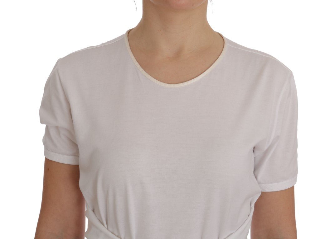Dolce & Gabbana Elegant White Wrap Blouse with Crystal Accents - Sandy Store ByNet