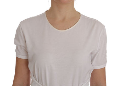 Dolce & Gabbana Elegant White Wrap Blouse with Crystal Accents - Sandy Store ByNet