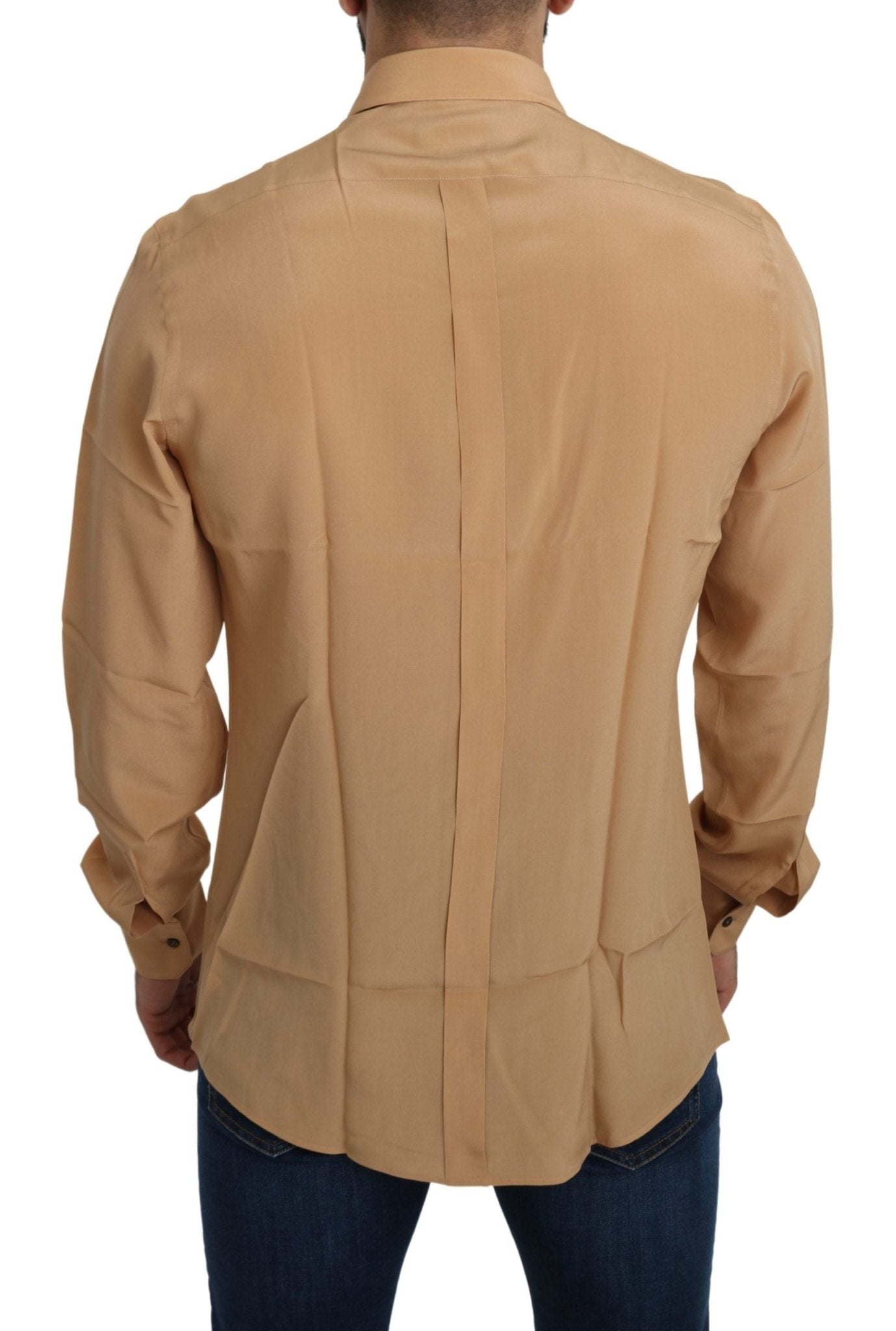Dolce & Gabbana Elegant Yellow Silk Men's Formal Shirt - Sandy Store ByNet