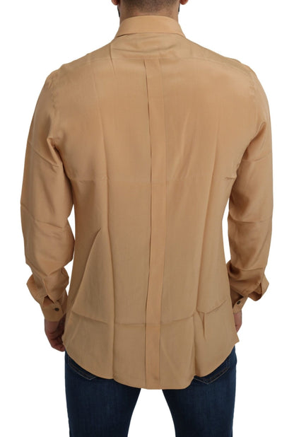Dolce & Gabbana Elegant Yellow Silk Men's Formal Shirt - Sandy Store ByNet